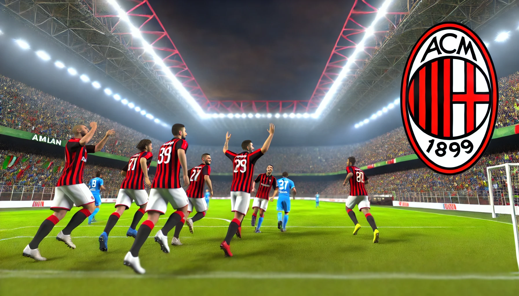 AC Milan players celebrating a goal against Napoli